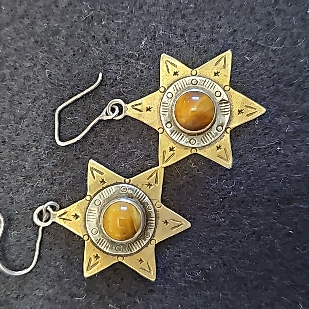 Tiger's Eye Star Earrings